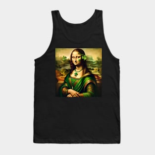 Mona Lisa's Irish Charm: St. Patrick's Day Celebration Tank Top